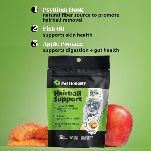Cat Hairball Remedy Treats - Dual Texture Crunchy Creamy Hairball Treatment for Cats, Furball Relief Control Supplement with Fiber, Fish Oil for