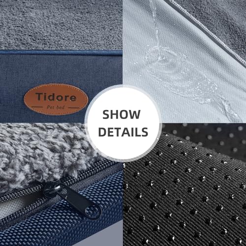 Orthopedic Dog Beds Medium Sized Dog, Durable Egg Crate Foam Sofa Dog Bed with Washable Removable Cover, Waterproof Lining, Pet Beds for Medium Dogs, Navy