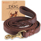QUMY Leather Dog Leash 6ft, Heavy Duty Dog Training Leash for Large and Medium Dogs, Soft and Strong Genuine Leather Braided Handmade Long Lead Leash