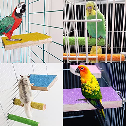 Hamiledyi 5 Pcs Parrot Perch Stand Natural Wood Bird Perch Stand Platform Paw Grinding Sticks Cage Accessories Exercise Toys for Budgies Parakeets Cockatiels Conures Lovebirds
