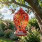 WOSIBO Hummingbird Feeder for Outdoors Patio Large 32 Ounces Colorful Hand Blown Glass Hummingbird Feeder with Ant Moat Hanging Hook, Rope, Brush and Service Card (RED-Firework)