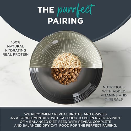Reveal Natural Wet Canned Cat Food, Limited and Natural Ingredients, Grain Free, High Protein with No Artificial Additives, Fish and Chicken Variety in Gravy, (12 x 2.47 oz Cans)