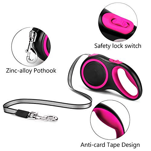 Segarty 26ft Dog Leash Retractable, 8m Dog Leads Long for Medium Large Breed Pets 44-110Lbs, No Tangle Nylon Tape and 1 Button Break & Lock Heavy
