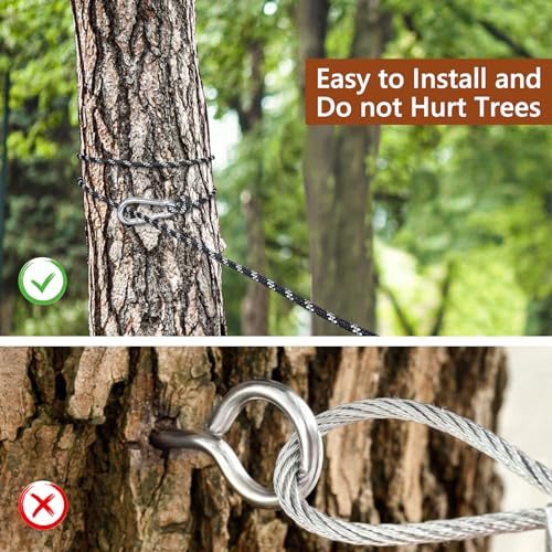 XiaZ Dog Camping Leash, 50ft Portable Overhead Trolley System for Dogs up to 200lbs, Dog Tie Out Cable, Camping, Parks, Outdoor Events,5 min