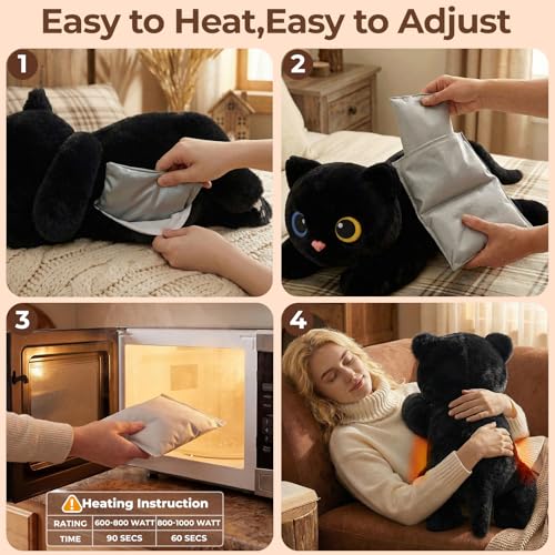 Mewaii Weighted Stuffed Animals 5 lbs Adjustable, Heated & Coolable 23 Inch Plush for Realistic Hug, Microwavable Removable Inner Pad, Cat Gifts for