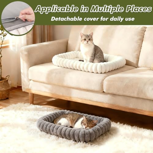 Cloud-Cuddle Cat Window Perch with 4-Sided Bolster, Zipper Design Cushion Window Seat for Window Sill, Sturdy Metal Frame & Easy Assembly Pet Hammock Bed for Indoor Cats (Gray, Large)