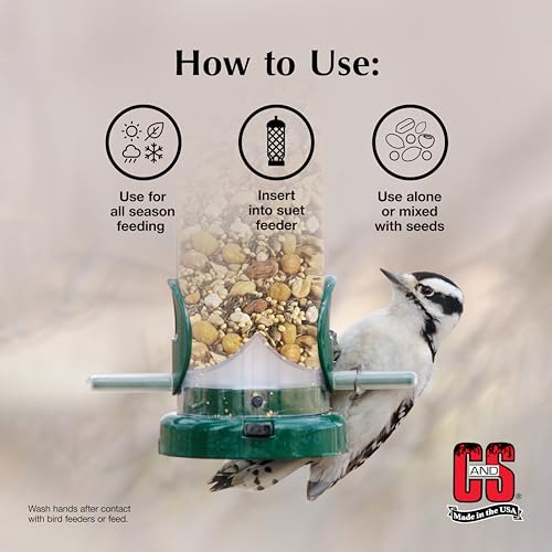 C&S Peanut Suet Nuggets, Outdoor Wild Bird Food for Nuthatches, Woodpeckers and Chickadees, 27 Ounces