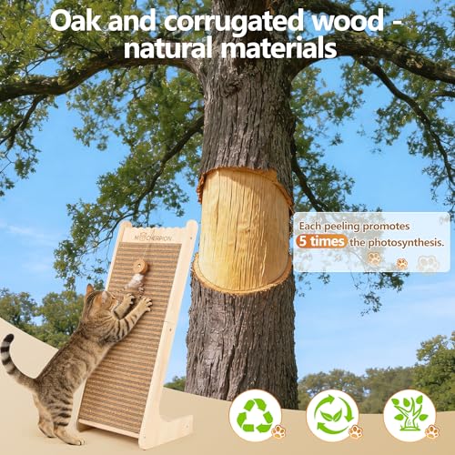 Natural Cork cat Scratching Post-Cat Scratchers- Scratch Pads for Indoor-Cats Scratching Board-cat ramp-cat Scratch Cardboard with Toy,Replaceable use-Eco-Friendly Sustainable-cat Gifts