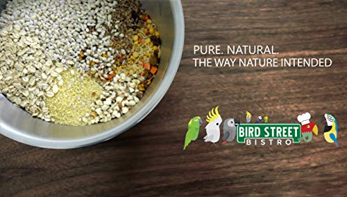 Bird Street Bistro Parrot Food - Parakeet & Cockatiel Food - Cooks in 3-15 min w/Natural & Grains, Legumes, Non-GMO Fruits, Vegetables & Healthy Spices
