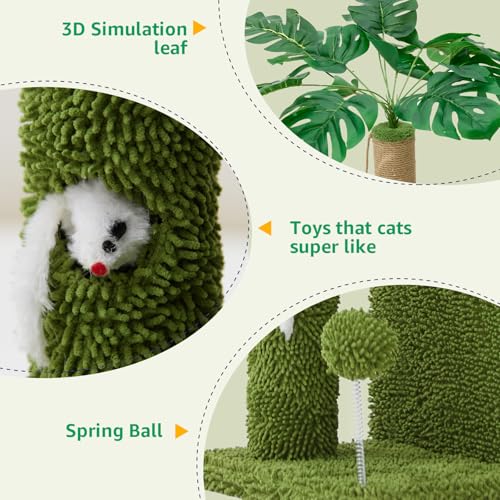 Woochpet 37" Cat Tree Tower for Indoor Cats Multi-Functional Comfy Cat Bed - with Sturdy Scratching Post, Cozy Hammock for Kittens and Small Cats,Cute Cat Tower with Fun Mouse Hole and Toy Ball