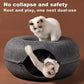 Large Cat Tunnel Bed for Indoor Cats with 3 Toys, Scratch Resistant Donut Cat Bed, Up to 30 Lbs (L 24x24x11, Dark Grey)