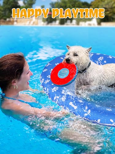 Upgraded Tear-Resistant Dog Pool Float - 25" x 41" Stable Support Inflatable Dogs Floats, Scratch-Proof Oxford Summer Floatie Raft Pool Toy for Small