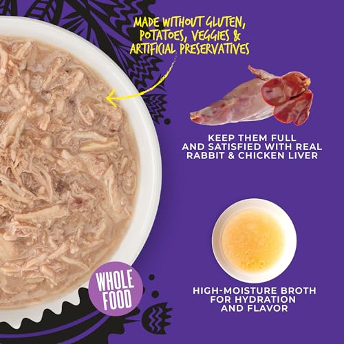 Tiki Cat After Dark Shreds Wet Cat Food, Rabbit & Chicken Liver, 3 oz. Can (12 Count)