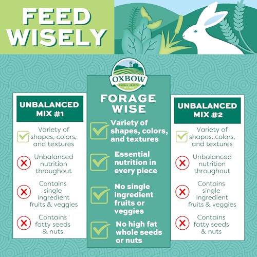 Oxbow Forage Wise Adult Rabbit Food, Engaging Variety Diet with Complete Nutrition in Every Piece, Timothy Hay Based Rabbit Food with Variety, Supports Digestion & Dental Health, Made in USA, 4 lb Bag