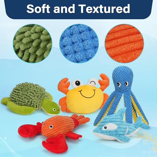 Pets Dog Toys, 5 Pack, Plush Crinkle Squeaky Dog Toys, Durable Stuffed Pet Toy for Small Medium Large Breeds, Puppy Chew Toy, Dog Birthday Gifts