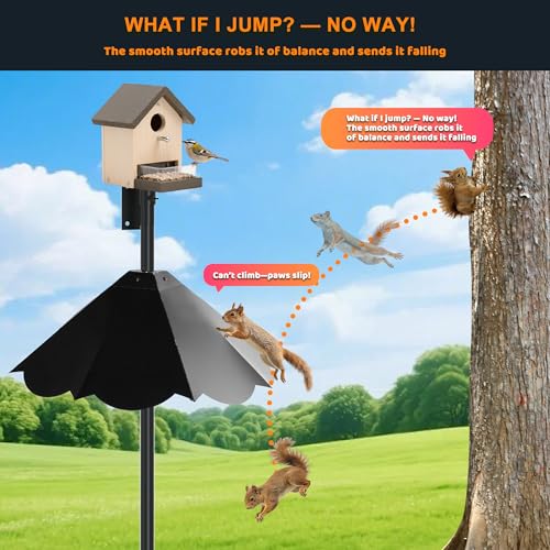 Oversized 21 Inch Metal Squirrel Baffle, Chew-Proof Weatherproof Squirrel Guard for Bird Feeder Pole and 4x4 Post, Outdoor Hanging Squirrel Proof Baffle, Black