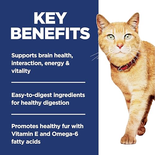 Hill's Science Diet Senior Vitality, Senior Adult 7+, Senior Premium Nutrition, Dry Cat Food, Chicken & Rice, 6 lb Bag