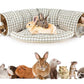 BWOGUE Bunny Tunnel Bed, 2-in-1 Collapsible Tunnel Tubes Toys with Removable Mat Hideout for Cats Kittens Rabbits Guinea Pigs Kitty