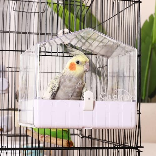 Colorday Bird Bath for Cage, Parrot Bath for Small to Medium Birds, Cockatiels, Parakeets, Budgie, Quaker, Conure, Lovebirds, Finches(6.7X6.7X7.74 inch)