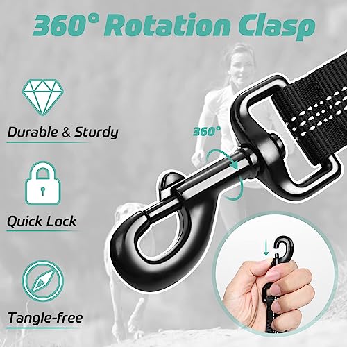 rabbitgoo Tactical Bungee Dog Leash with Shock Absorption, Military Training Leash with 2 Padded Control Handles for Medium Large Dogs, 5.2FT, Black