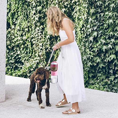 Cibaabo Dog Water Bottle with Food Container, Travel Puppy Water Bowl, Portable Pet Dispenser, Girl Dog Mom Gifts Accessories Stuff Essentials Necessities for Yorkie Chihuahua Cat Walking and Hiking