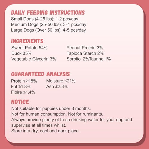 Pawmate Duck Double Purple Sweet Potato Wraps Dog Treats, Healthy Low Fat Dog Jerky High Protein for Training Treats Snacks, Chewy for Small Medium Large Dogs 12-15 Counts