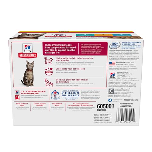 Hill's Science Diet Adult 1-6, Adult 1-6 Premium Nutrition, Wet Cat Food, Variety Pack: Tuna, Chicken, Ocean Fish Stew, 2.8 oz Pouch Variety Pack