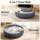 SIWA MARY Small Dog Bed with Attached Blanket, Cozy Donut Cuddler Anti-Anxiety Hooded Pet Beds Calming Cave Bed. Orthopedic Round Puppy Beds for Dogs or Cats Washable, Anti-Slip Bottom, 23inch