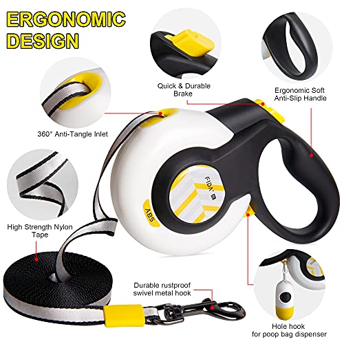 FIDA AutoBrake Retractable Dog Leash. Advanced Patented Design for Dog Pulling, 16 ft Heavy Duty No Pull Pet Walking Leash for Extra Large Breeds.
