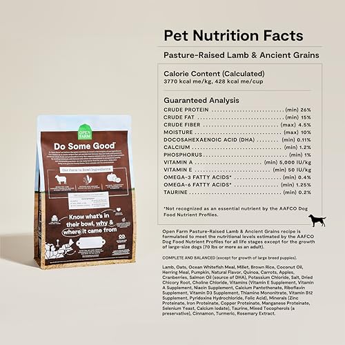 Open Farm Ancient Grains Dry Dog Food – Pasture Raised Lamb, 22 lb