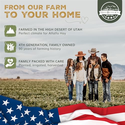 9lb Farm Fresh, USA Grown, Organic Alfalfa Hay for Rabbits, Guinea Pigs, Chinchillas, Goats, Hamsters & Ferrets - Rabbit Food Rich in Protein & Fiber - Just Dried, Hand-Selected