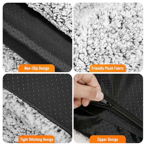 Self Warming Cat Bed, Heated Cat Bed, 2.0 Upgraded Thermal Foil Heating Pad, Plush Self-Heating Pet Mat for Crate, Floor, with Removable Washable Cover, Non-Slip, 15"x19"