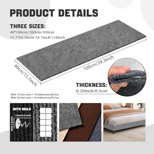 Cat Scratch Couch Furniture Protector, Adhesive Cat Scratch Pad Deterrent for Furniture, DIY Climbing Cat Scratcher Couch Protector from Cat Claws Scratching for Indoor (LightGrey,39.3x15.8In)