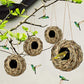 winemana 4 Pack Hanging Bird Nest House for Outside, Ball Shape, Hand Woven, Durable Sturdy, Made of Natural Grass, Perfect for Garden Patio Lawn Office Indoor