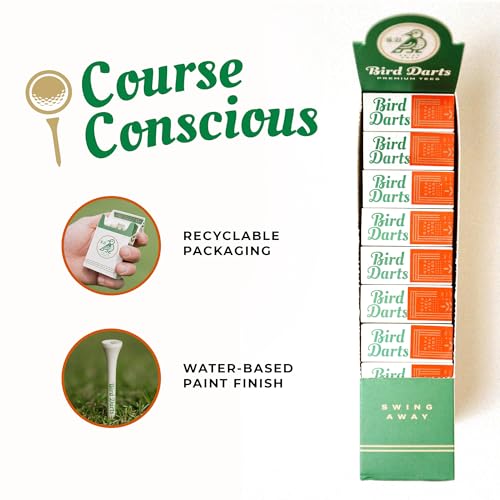 Premium Bamboo Wood Golf Tees, 18/72/180 Units (Packs of 18), 2 ¾ Golf Tees in Cigarette-Style Packaging, Durable, Biodegradable, Golf Tees Wood for Stylish Golfers
