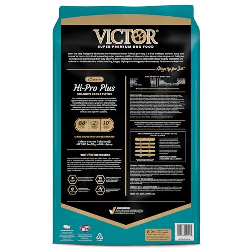 VICTOR Super Premium Dog Food – Hi-Pro Plus Dry Kibble – High Protein Dog Food with 30% Protein – Beef, Chicken, Pork, Fish Meals, Gluten Free - for