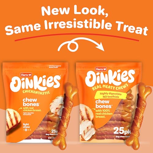 Oinkies Chicken Wrapped Lasting Chew Bone Dog Treats, 25 ct