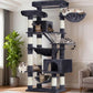 Heybly Cat Tree, 71-Inch-Tall Tower for Indoor Cats with 2 Perches, 2 Big Condos, 2 Hammocks, Basket, Scratching Pad, Large Cat Furniture and Condo, Smoky Gray HCT034G