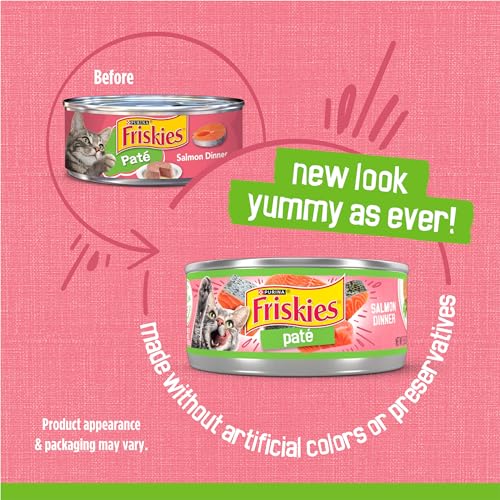Purina Friskies Wet Cat Food Pate, Pate Salmon Dinner - (Pack of 24) 5.5 oz. Cans