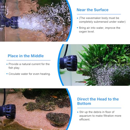 hygger Aquarium Wave Maker for 5-10 Gallon Fish Tanks, Adjustable DC Power Heads for Aquarium with Controller, Aquarium Circulation Pump With Magnetic Base for Saltwater Freshwater Tank 660 GPH