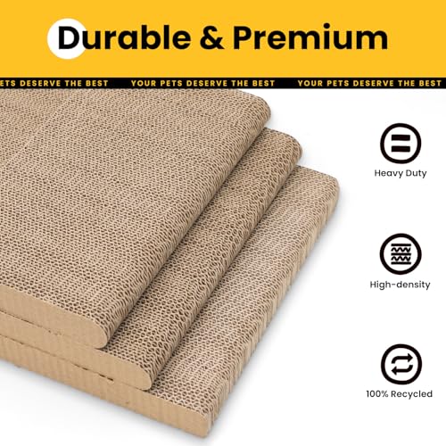 Cardboard Cat Scratcher,23 Inch L Shape Scratch Pad Wall Mounted,Vertical Scratching Board, Durable Cardboard to Protect Furniture for Indoor Cats,Wood Grain Large