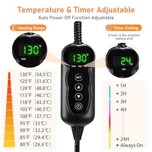 INVENHO Heated Cat Bed, Waterproof Adjustable Temperature Dog Cat Heating Pad with Timer, Indoor Pet Heating Pad for Cats Dogs Electric Pads for Dogs Cats, Pet Heated Pad (S: 18" x 16")