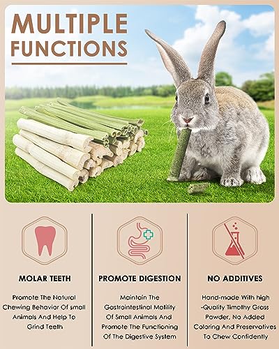 Bissap 40PCS Rabbit Chew Sticks, 20PCS Sweet Bamboo Chew Sticks & 20PCS Papaya Stems Bunny Chews for Rabbit Hamster Chinchilla Guinea Pig Small Animals Natural Molar Treats