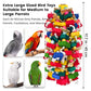 Bird Toys for Large Parrots Colorful Natural Wood Block Parrots Chew Foraging Toys for Bird Cages Cockatoos, Macaws, African Greys, and s