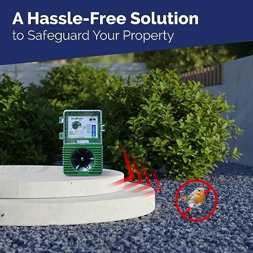 Bird-X BirdXPeller Pro Electronic Bird Preventer Version 1, Sonic Bird Decoy Device, Perfect for Pigeons, Starlings, Sparrows, and Gulls, Covers up to 1 Acre, 3-5 kHz Frequency