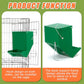 Maxcheck 2 Pcs Rabbit Feeder for Cages Small Animal Food Pellet Dispenser with Lid Metal Chicken Grit Oyster Shell Squirrel Feeders Outside(4.7 Inches,Mesh Bottom,Green)