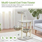 Small Cat Tree Tower with Lots of Scratching Posts - 42 Inch Medium Compact Cats Scratch House with Hammock Perch for Multi Level 2 Kitty - Indoor Corner Cat Bed Condo Climbing Gym Towers Furniture