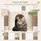Globlazer Corner Cat Tree, 51in Curved Series Modern Cat Tower for Indoor Cats with Hammock, 7 Sisal Scratching Posts, Large Fan-Shaped Platform for Large Cats, Cat Condo & Hanging Basket, C51, Beige