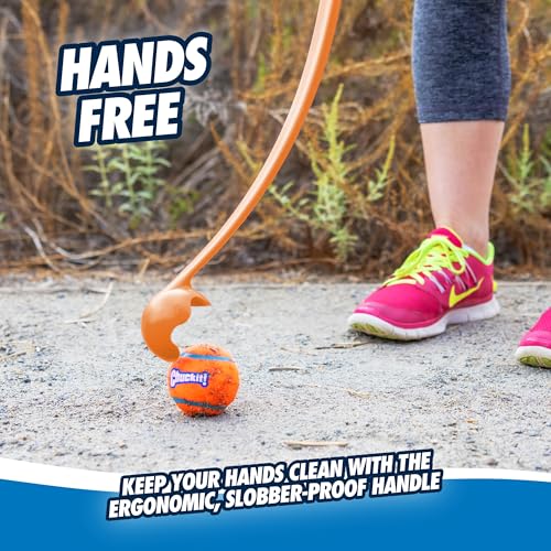 Chuckit! Sport 26L Dog Ball Launcher - Includes a 3-inch Diameter Large Ball for Dogs 60-100 Pounds - Manual Thrower for Dog Balls With a Slim Ergonomic Handle - 26-inch Length