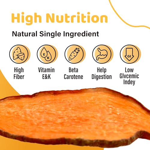 iPaw Sweet Potato Dog Treats, SQF Certified Single Ingredient Dog Treats for Vegetarian, All Natural Human Grade Puppy Chew, Rawhide Alternative, Hypoallergenic, Easy to Digest